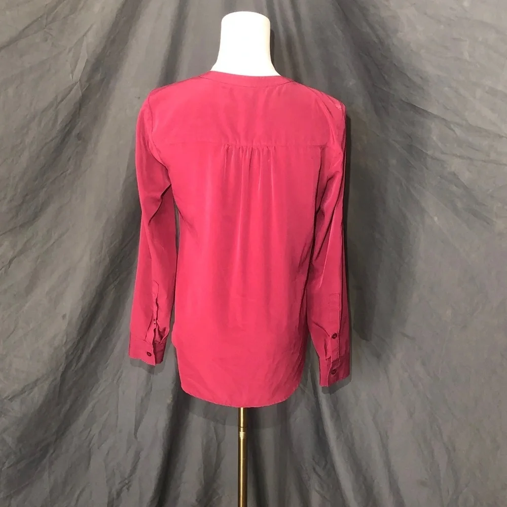 80’s Women's Dark Hot Pink Button-Up Blouse Size Small - Picture 7 of 16